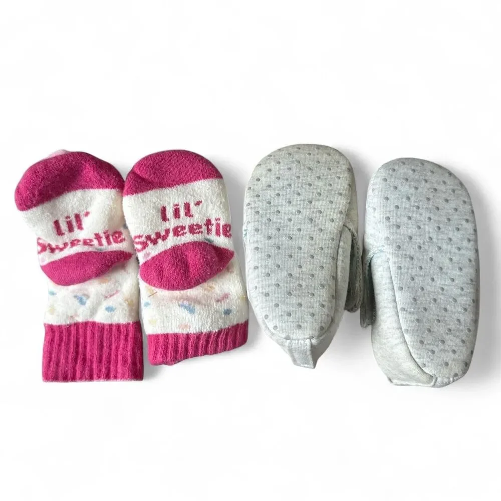 Baby Girl Socks & Soft Shoes Lot – Carter’s, Sanrio & More | 0–3 Months